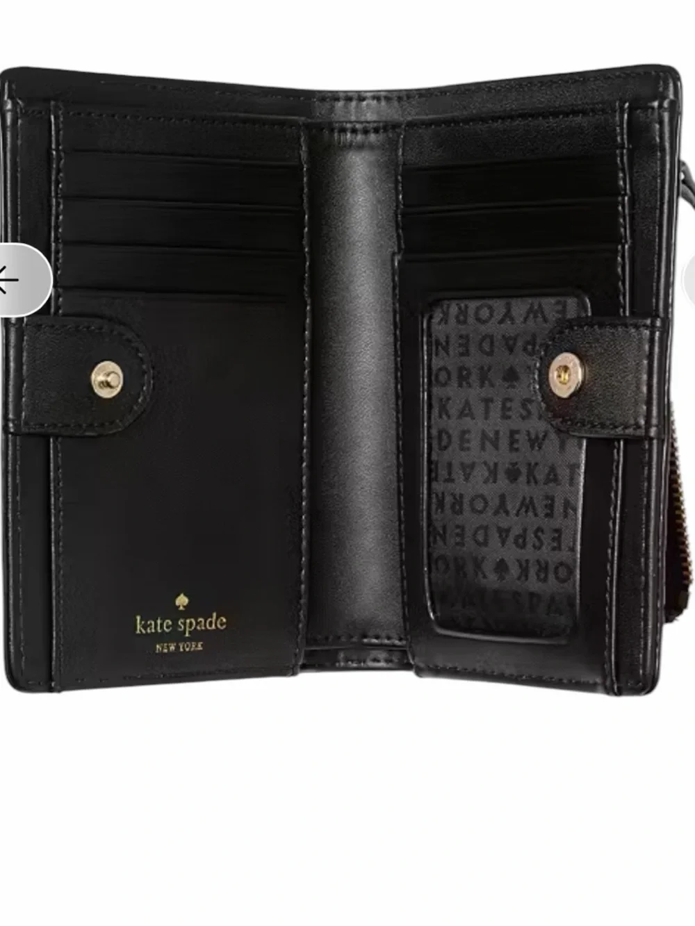 Kate Spade‎ Bay Street Stacy bifold wallet in black pebbled leather - Like New